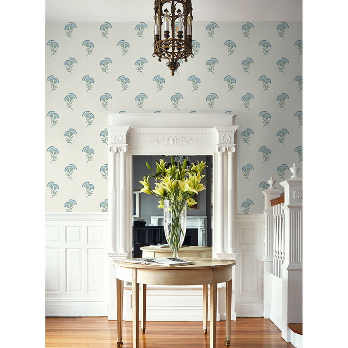 Seabrook Designs Lotus Branch Floral Blue Bell &amp; Herb Wallpaper image 2 of 3