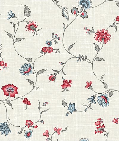 Seabrook Designs Florale Trail Antique Ruby & French Blue Wallpaper