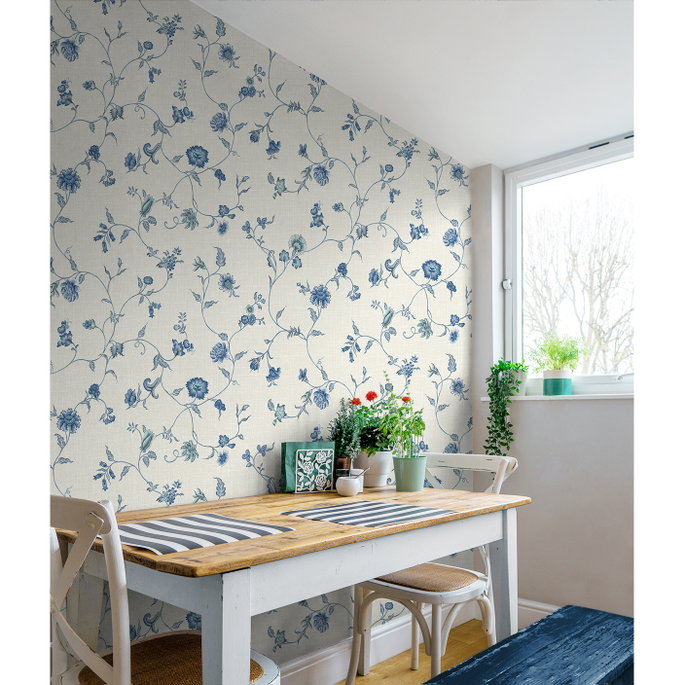 Seabrook Designs Florale Trail French Blue Wallpaper image 2 of 3
