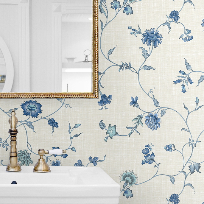 Seabrook Designs Florale Trail French Blue Wallpaper image 3 of 3