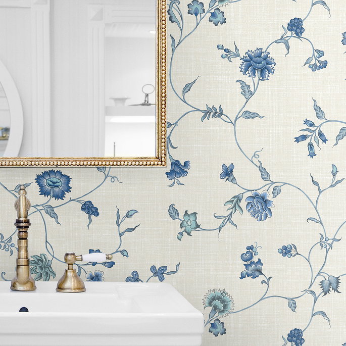 Seabrook Designs Florale Trail French Blue Wallpaper image 3 of 3