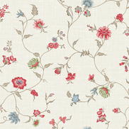 Seabrook Designs Florale Trail Cranberry & Blue Bell Wallpaper