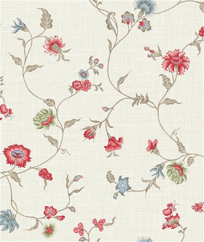 Seabrook Designs Florale Trail Cranberry & Blue Bell Wallpaper