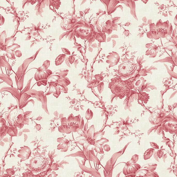 Seabrook Designs En Rose Cranberry Wallpaper image 1 of 2