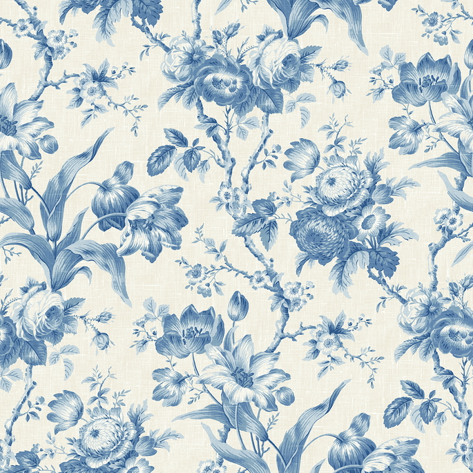Seabrook Designs En Rose Blue Bell Wallpaper image 1 of 2