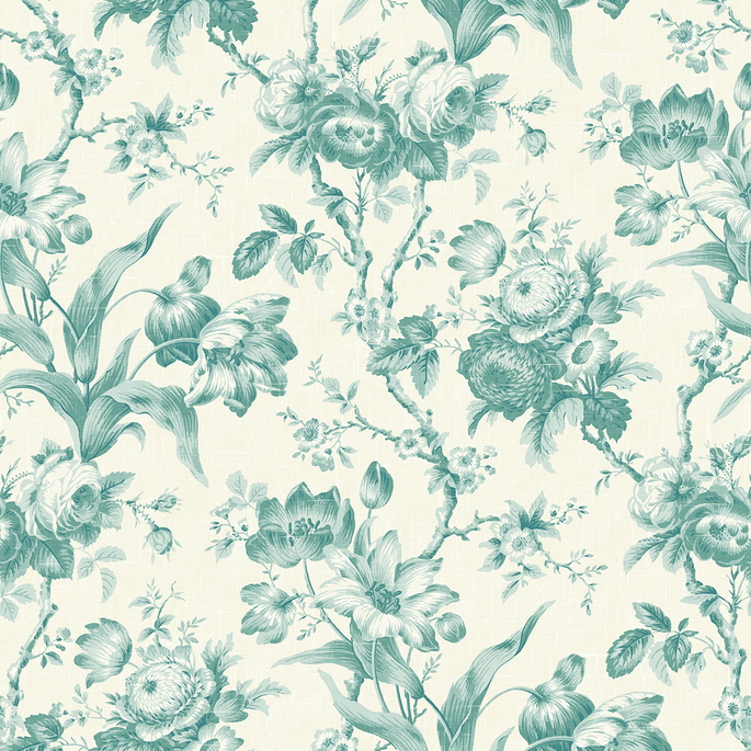 Seabrook Designs En Rose Minty Meadow Wallpaper image 1 of 2