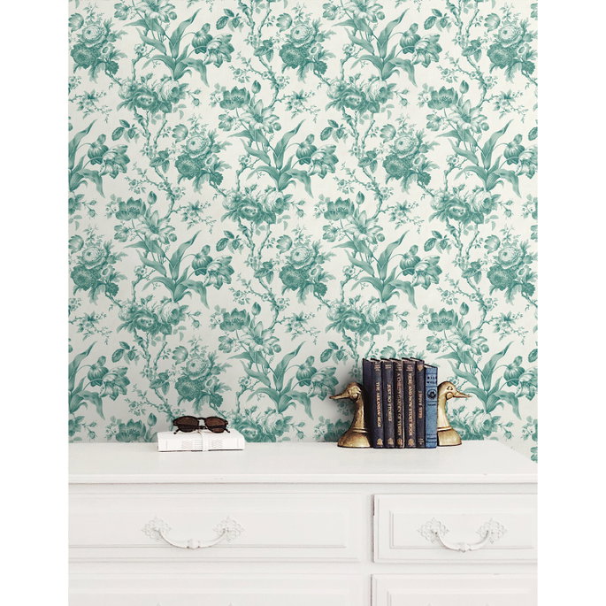 Seabrook Designs En Rose Minty Meadow Wallpaper image 2 of 2