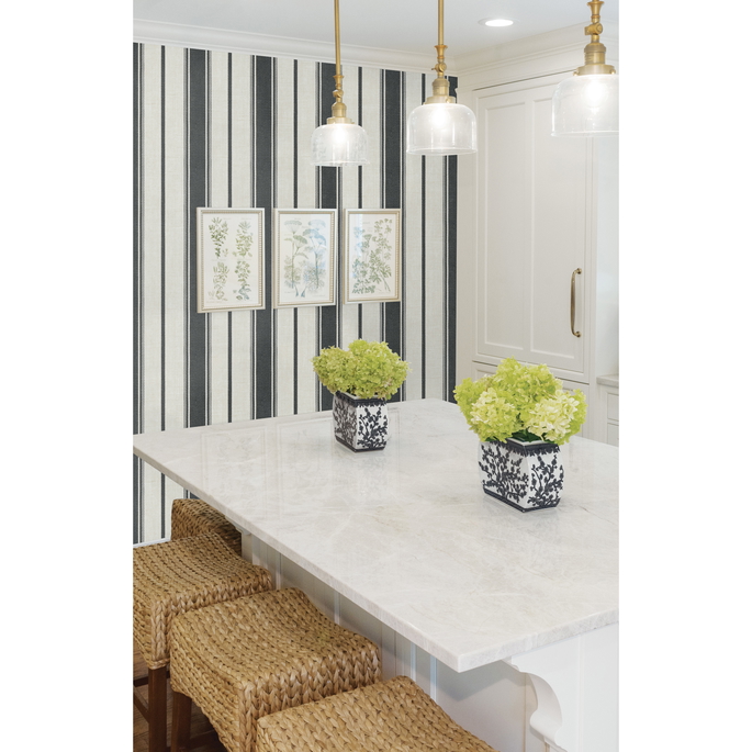 Seabrook Designs Eliott Linen Stripe Poppy Seed Wallpaper image 2 of 3