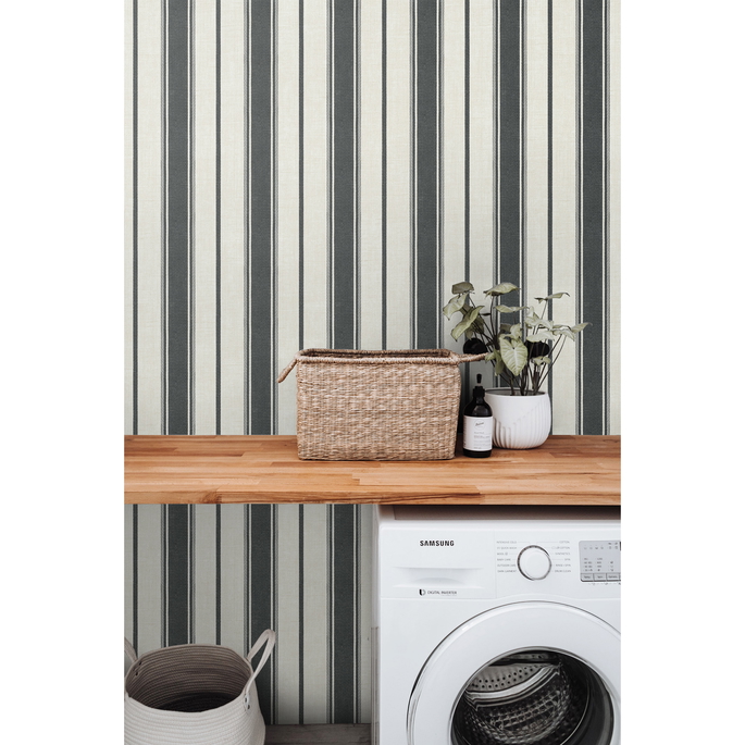 Seabrook Designs Eliott Linen Stripe Poppy Seed Wallpaper image 3 of 3