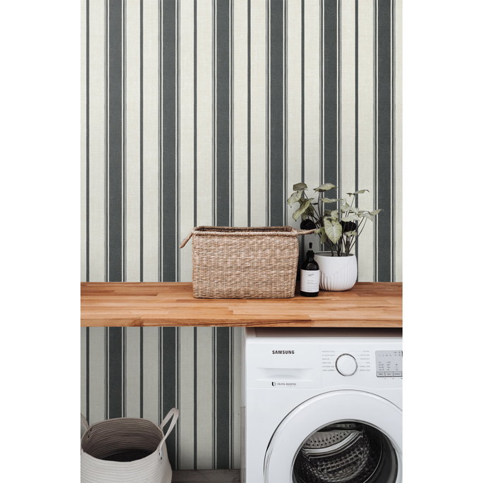 Seabrook Designs Eliott Linen Stripe Poppy Seed Wallpaper image 3 of 3