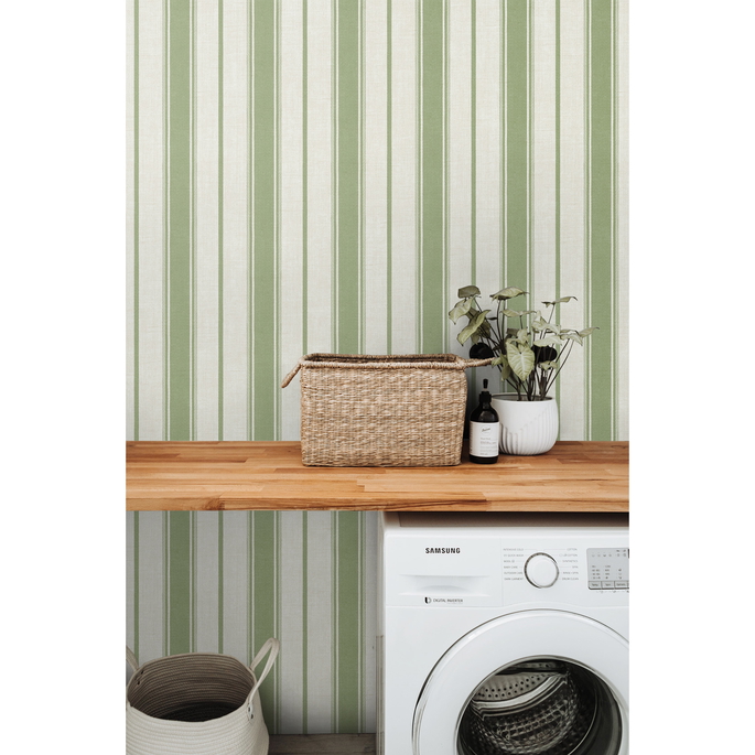 Seabrook Designs Eliott Linen Stripe Pomme Wallpaper image 3 of 3