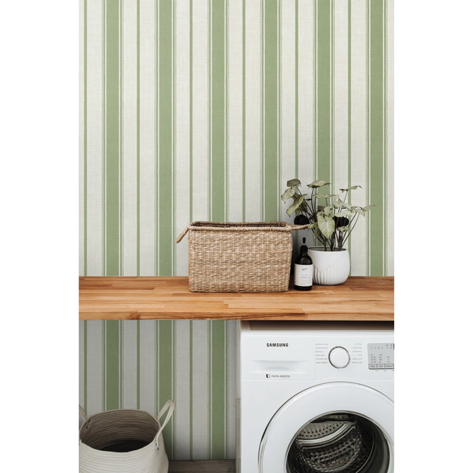 Seabrook Designs Eliott Linen Stripe Pomme Wallpaper image 3 of 3
