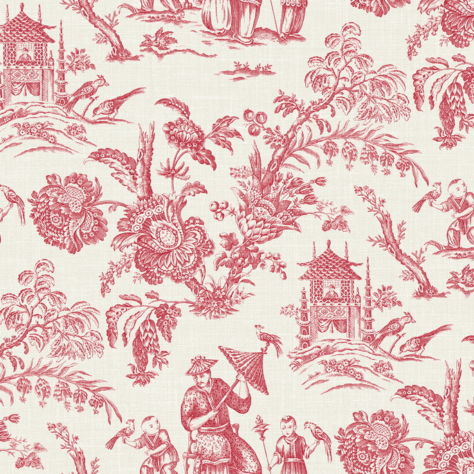 Seabrook Designs Colette Chinoiserie Antique Ruby Wallpaper image 1 of 3