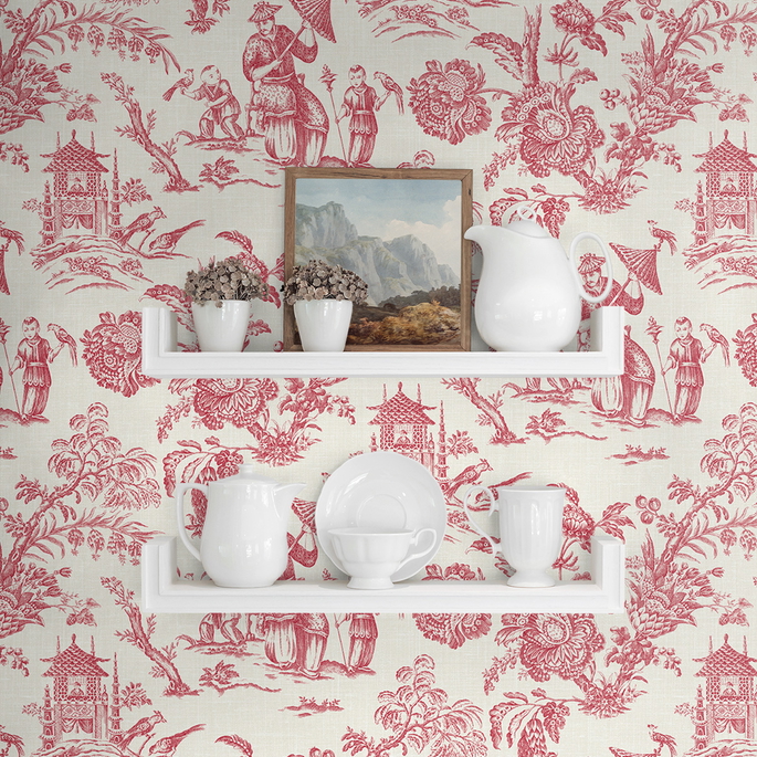 Seabrook Designs Colette Chinoiserie Antique Ruby Wallpaper image 2 of 3
