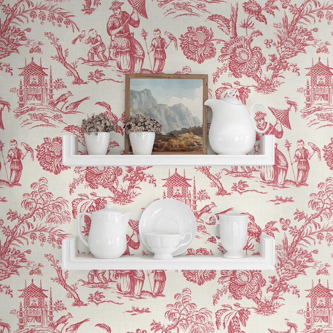 Seabrook Designs Colette Chinoiserie Antique Ruby Wallpaper image 2 of 3