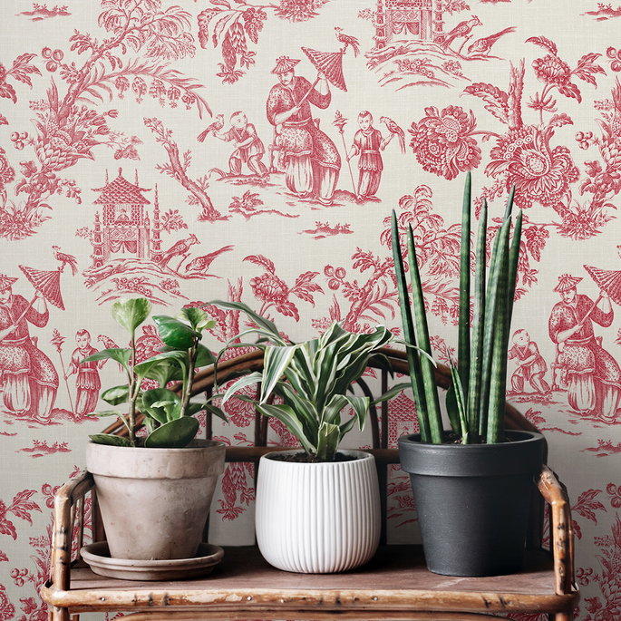 Seabrook Designs Colette Chinoiserie Antique Ruby Wallpaper image 3 of 3