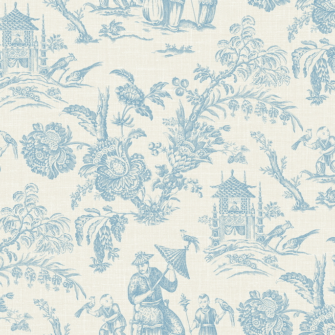 Seabrook Designs Colette Chinoiserie Bleu Bisque Wallpaper image 1 of 3