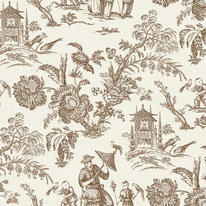 Seabrook Designs Colette Chinoiserie Hickory Smoke Wallpaper image 1 of 3