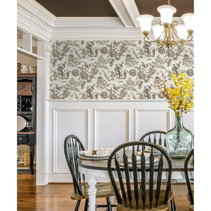 Seabrook Designs Colette Chinoiserie Hickory Smoke Wallpaper image 2 of 3