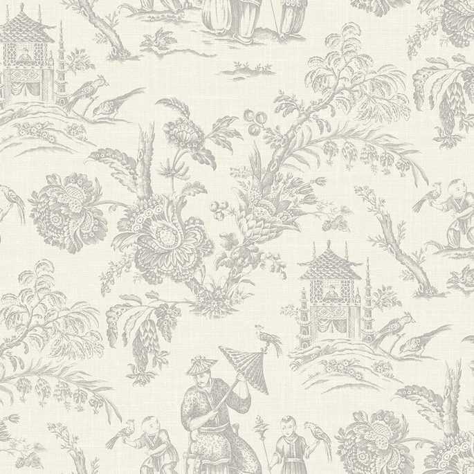Seabrook Designs Colette Chinoiserie French Grey Wallpaper image 1 of 3