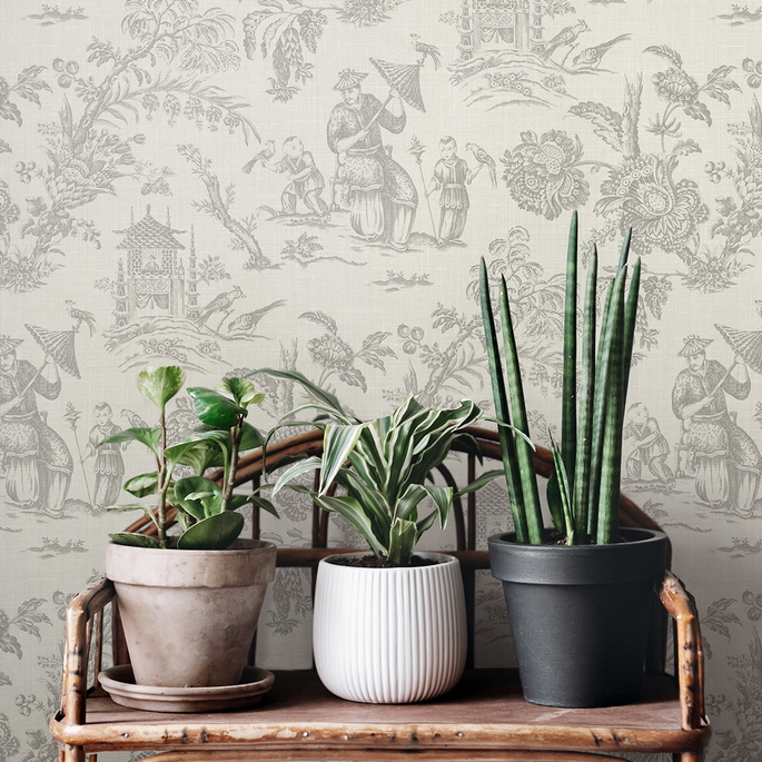 Seabrook Designs Colette Chinoiserie French Grey Wallpaper image 3 of 3