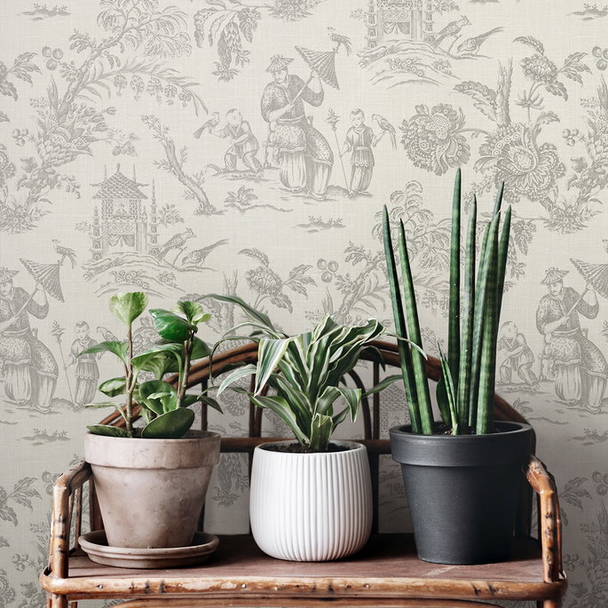 Seabrook Designs Colette Chinoiserie French Grey Wallpaper image 3 of 3