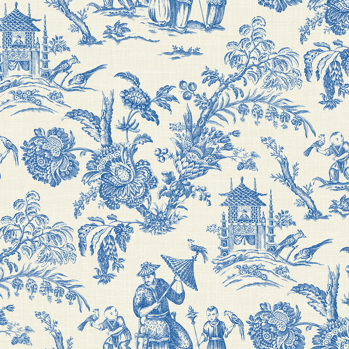 Seabrook Designs Colette Chinoiserie Denim Wash Wallpaper image 1 of 3