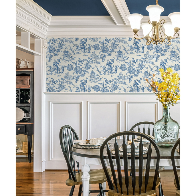 Seabrook Designs Colette Chinoiserie Denim Wash Wallpaper image 3 of 3