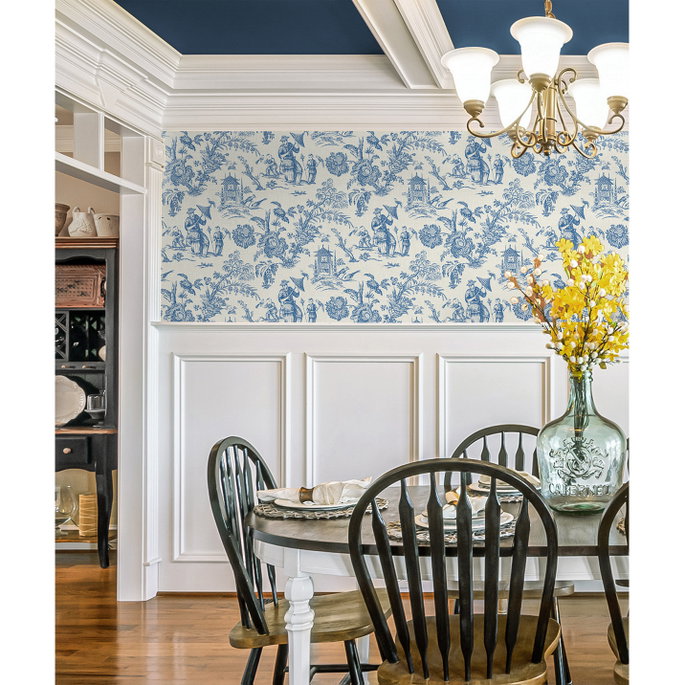 Seabrook Designs Colette Chinoiserie Denim Wash Wallpaper image 3 of 3