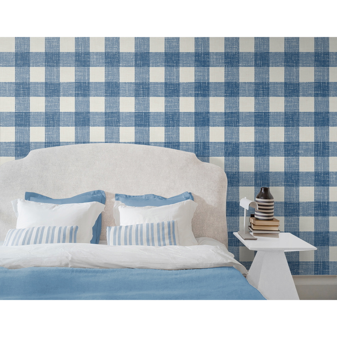 Seabrook Designs Bebe Gingham Denim Wash Wallpaper image 2 of 3