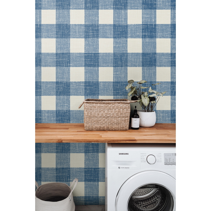 Seabrook Designs Bebe Gingham Denim Wash Wallpaper image 3 of 3