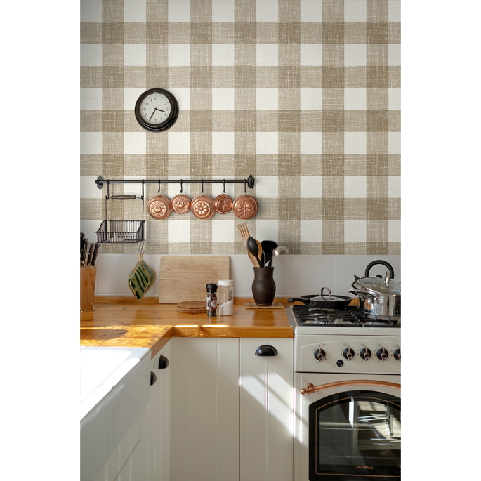 Seabrook Designs Bebe Gingham Driftwood Wallpaper image 2 of 3