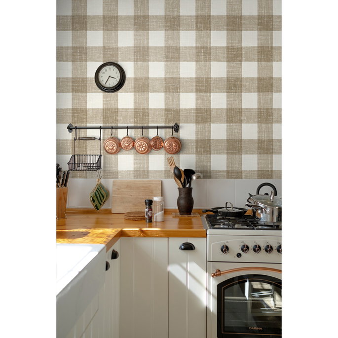 Seabrook Designs Bebe Gingham Driftwood Wallpaper image 2 of 3