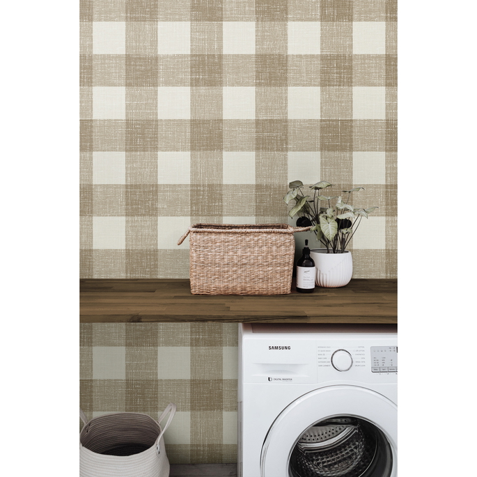 Seabrook Designs Bebe Gingham Driftwood Wallpaper image 3 of 3