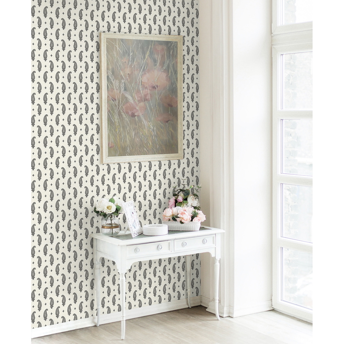 Seabrook Designs Maia Paisley Poppy Seed Wallpaper image 2 of 3