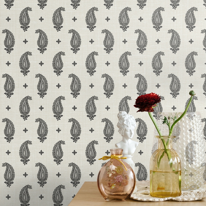 Seabrook Designs Maia Paisley Poppy Seed Wallpaper image 3 of 3