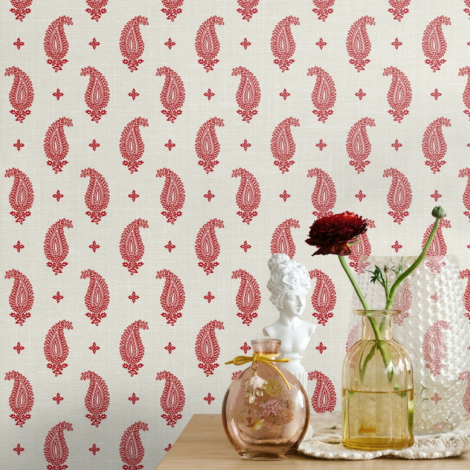 Seabrook Designs Maia Paisley Antique Ruby Wallpaper image 2 of 2