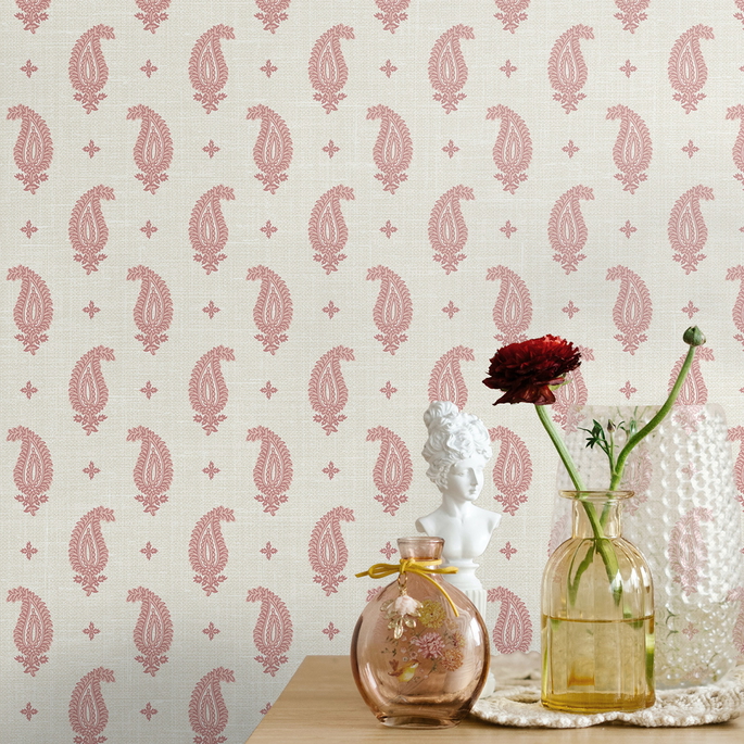 Seabrook Designs Maia Paisley Rustic Rouge Wallpaper image 3 of 3