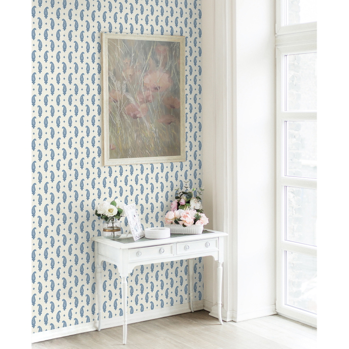 Seabrook Designs Maia Paisley French Blue Wallpaper image 2 of 3