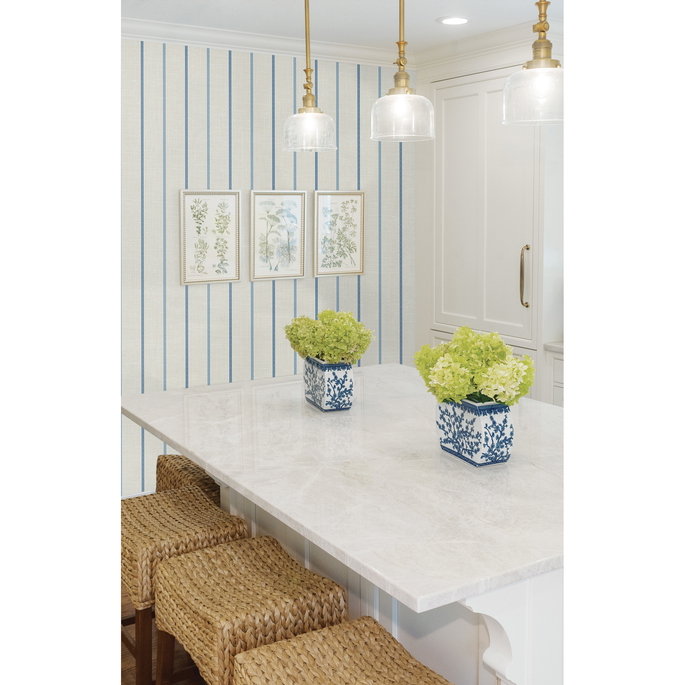 Seabrook Designs Andree Stripe French Blue &amp; Denim Wash Wallpaper image 2 of 3