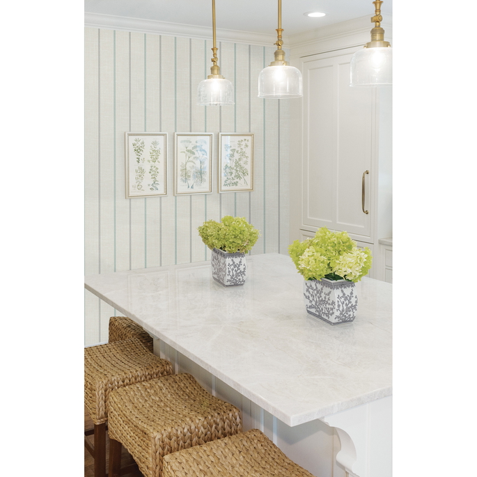 Seabrook Designs Andree Stripe Summer Sky &amp; French Blue Wallpaper image 2 of 3