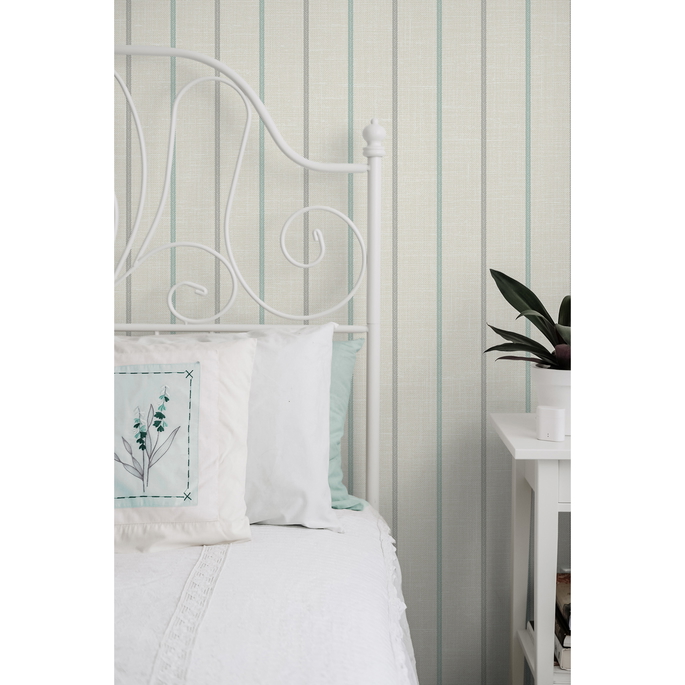 Seabrook Designs Andree Stripe Summer Sky &amp; French Blue Wallpaper image 3 of 3