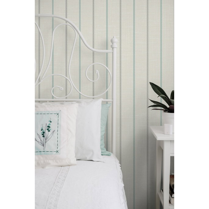 Seabrook Designs Andree Stripe Summer Sky &amp; French Blue Wallpaper image 3 of 3