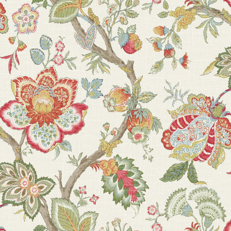 Seabrook Designs Bernadette Linen Pomme &amp; Antique Ruby Fabric
