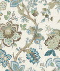 Seabrook Designs Bernadette Linen Hickory Smoke & Blue Bell Fabric
