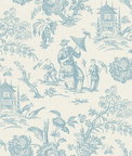 Seabrook Designs Chinoiserie Linen Blue Bisque Fabric