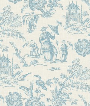 Toile Traditional Colonial French Provincial Print Heavy Weight Cotton Fabric  Drapery Fabric Upholstery Fabric Turquoise Blue LHDSO523D