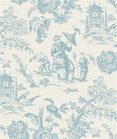 Seabrook Designs Chinoiserie Linen Blue Bisque Fabric