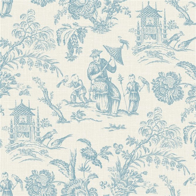 Seabrook Designs Chinoiserie Linen Blue Bisque Fabric