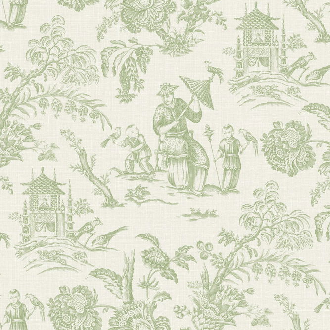 Seabrook Designs Chinoiserie Linen Herb Fabric